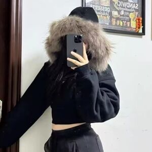 Nameless Black Jacket with Fur Trim